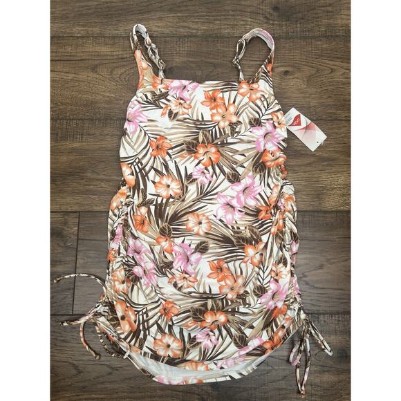Lands' End Other - Lands' End Floral Skirted Front One Piece Swimsuit White Orange Sz 4 NWT